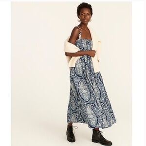 JCREW Gathered cotton-poplin dress in oversized paisley